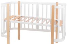 Ліжечко Babyroom Місяць білий - натуральний, 120x60 см, 4 рівні, матеріал вільха/бук